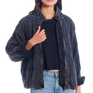 Black Dolman Quilted Knit Cotton Jacket